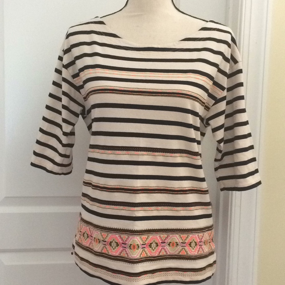 J. Crew Tribal Print Striped Top